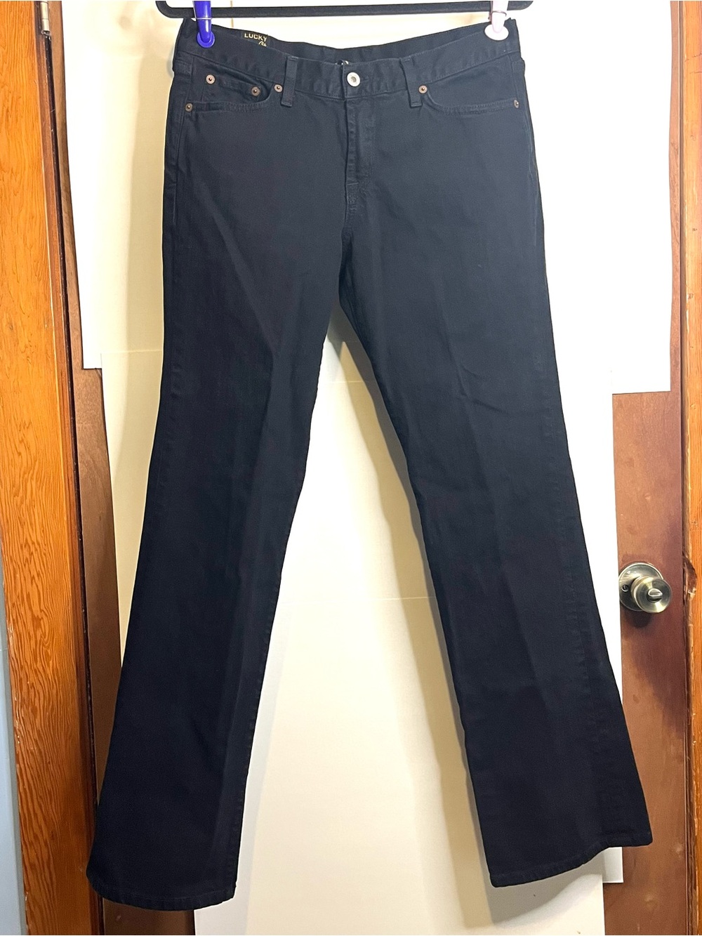 Lucky Brand (VTG 8/29, Fits 6) Black Easy Rider Low-Rise Boot-Cut Jeans Y2K